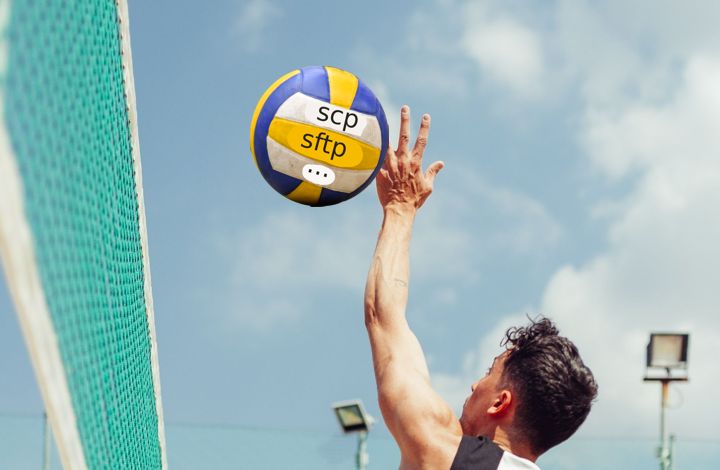 Volleyball with scp and sftp being hit header graphic