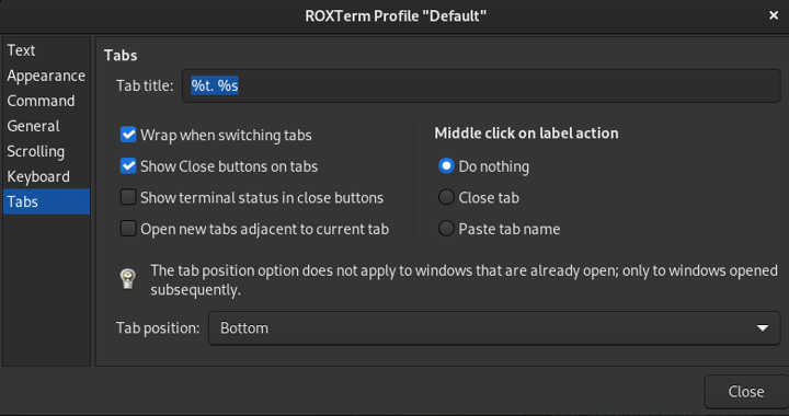 ROXterm Preferences Dialog